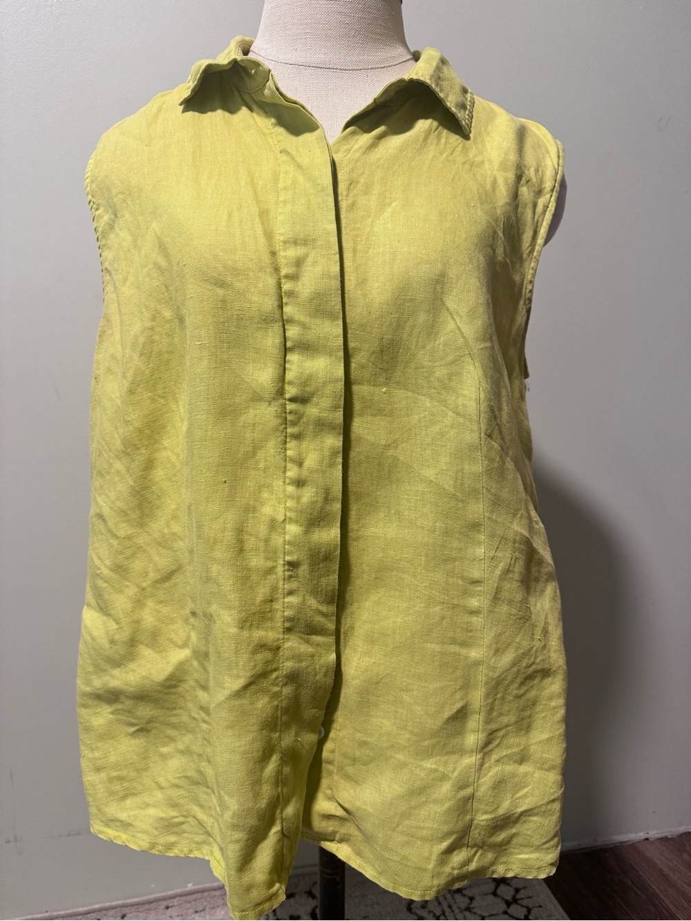 Tyler Boe Yellow Sleeveless Collared Linen Blouse